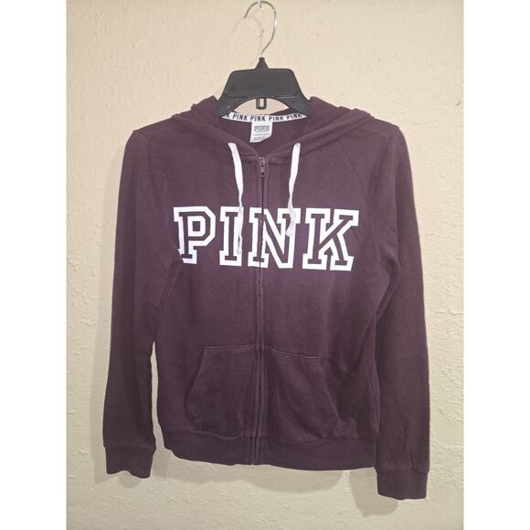 PINK Tops - Victoria's Secret Pink Maroon zip-up Hoodie, Size XS